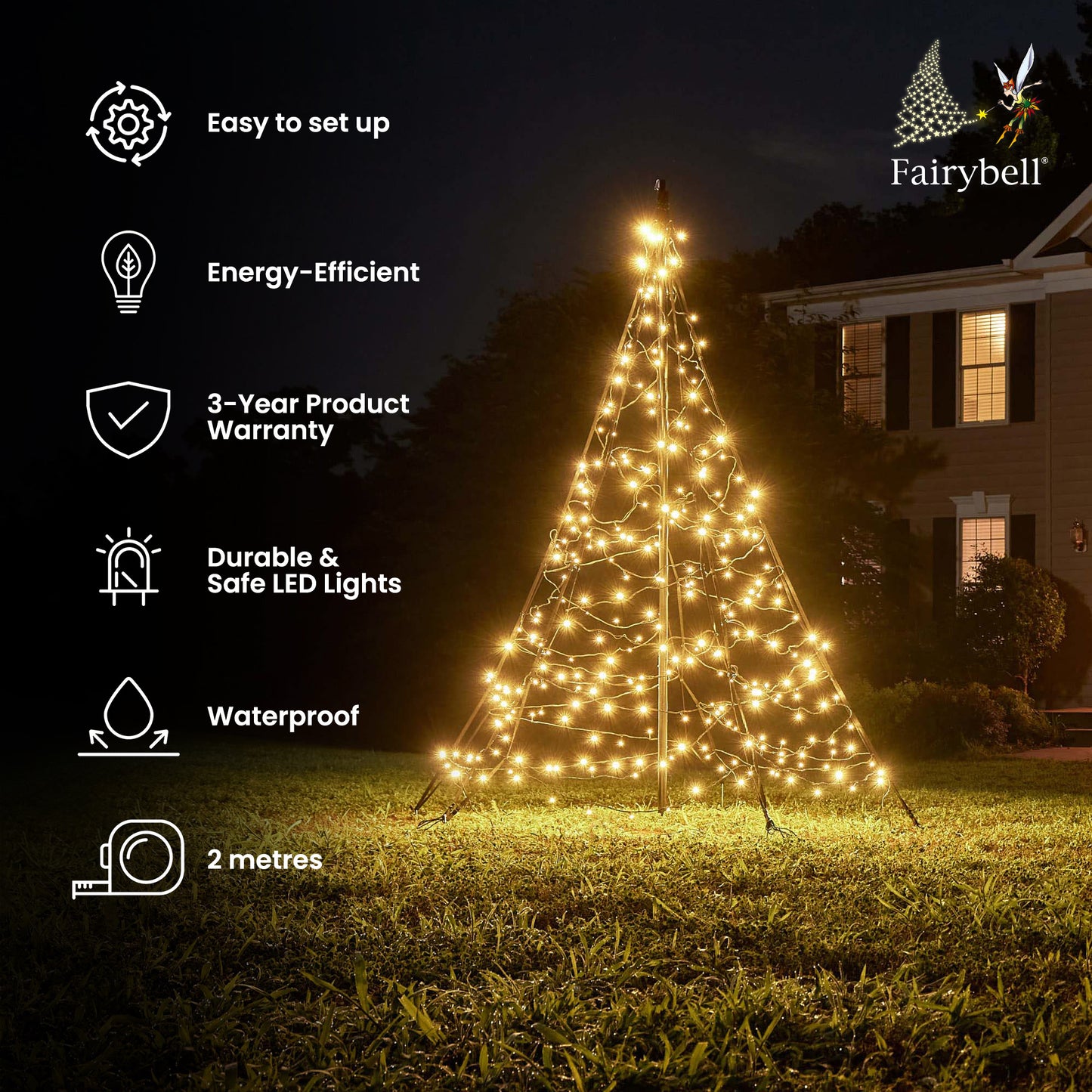 Fairybell | 2 meters | 300 LED lights | Including mast | Warm white