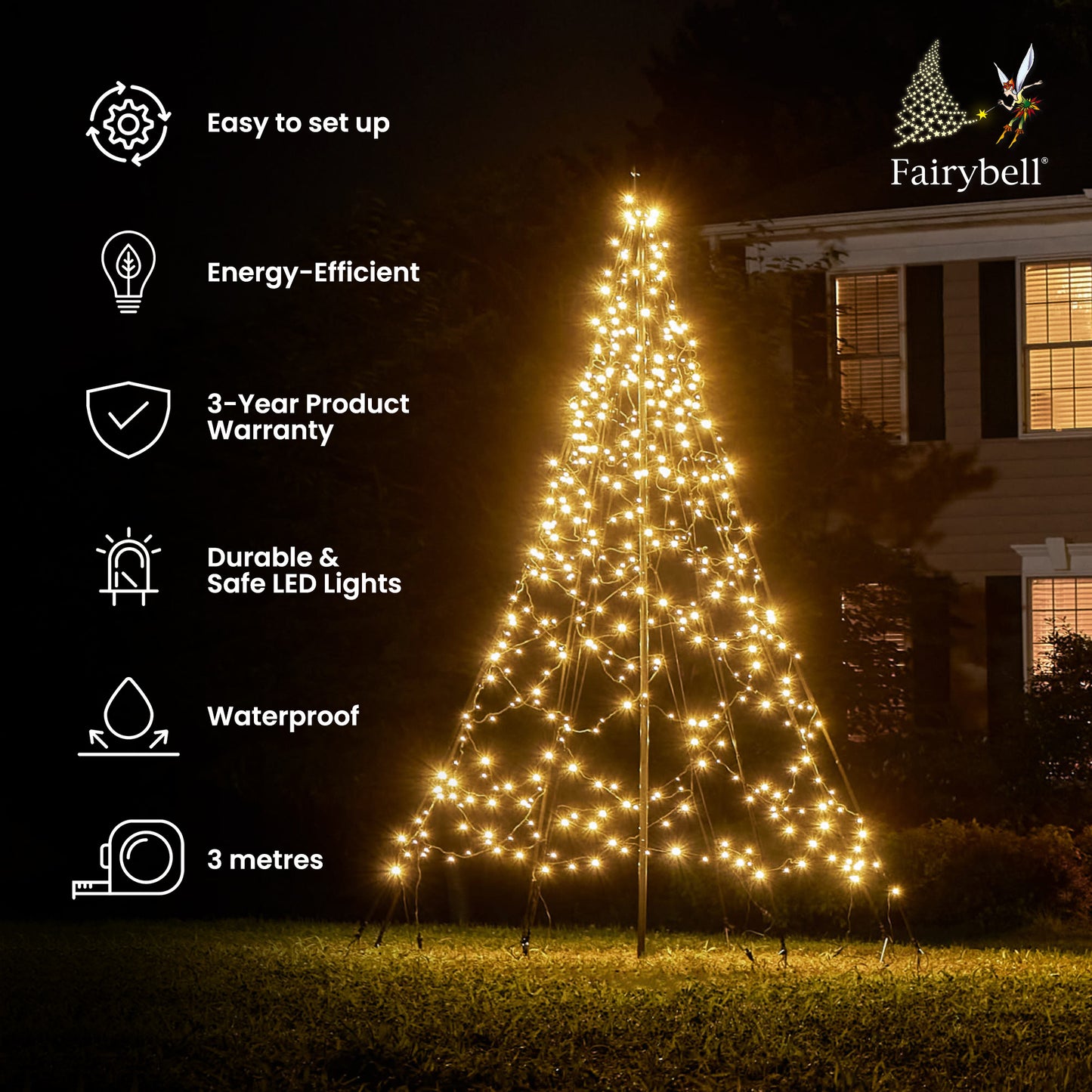 Fairybell | 3 meters | 480 LED lights | Including mast | Twinkle