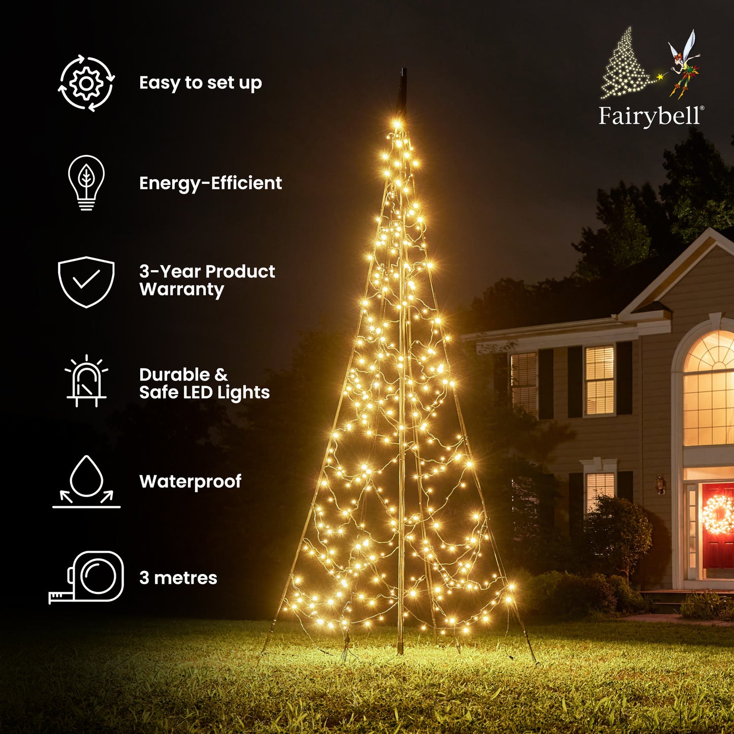 Fairybell All Surface | 3 Meter | 320 LED-Leuchten | Inklusive Mast | Funkeln